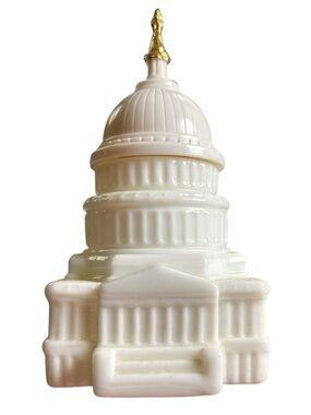 🔑 Vintage Avon Milk Glass “The Capitol" decanter bottle